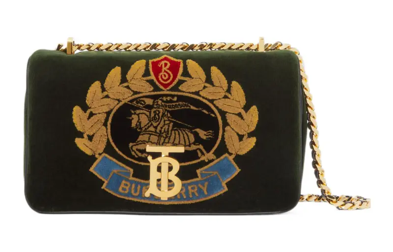 Burberry Lola Bag Cotton With Calfskin Crossbody Bag, Shoulder Bag Women's Green