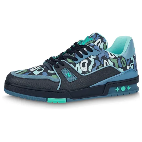 LOUIS VUITTON Trainer Skateboard Shoes Men Low-Top Blue