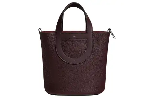 HERMES In The Loop Taurillon Clemence Bullhide With Swift Leather Bucket Bag Handbag Women's Saddle Red