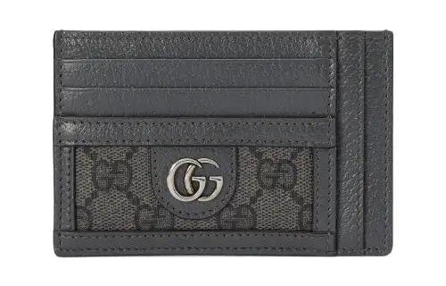 GUCCI Ophidia Canvas With Leather Trim Business Card Holder Men's Gray/Black