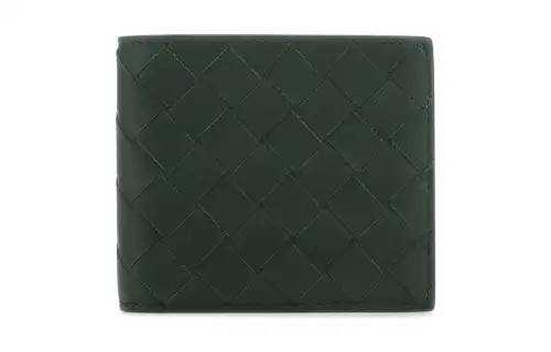 Bottega Veneta Cow Leather Wallet Men's Dark Green