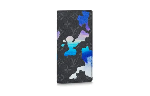 LOUIS VUITTON Brazza Coated Canvas Card Holder, Wallet Regular Men's Blue/Black