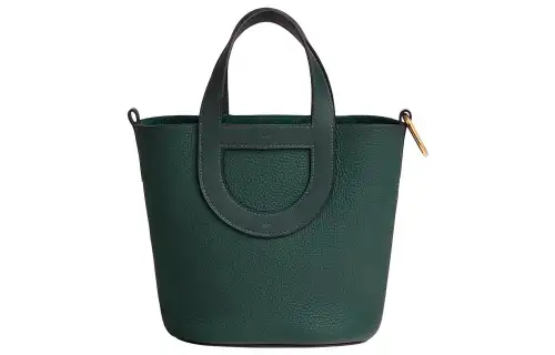 HERMES In The Loop Taurillon Clemence Bullhide With Swift Leather Bucket Bag Handbag 18 Women's Rousseau Green