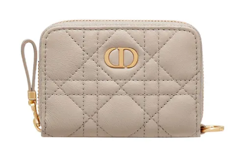 DIOR Calfskin Card Holder Women's Light Umber