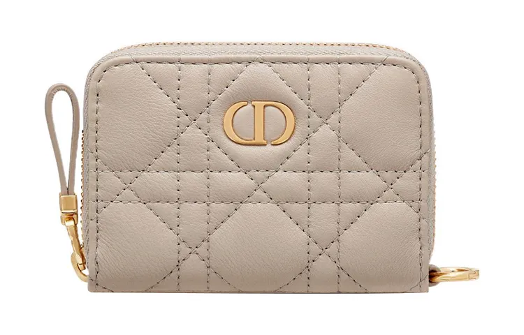 DIOR Calfskin Card Holder Women's Light Umber