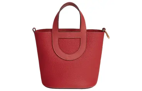 HERMES In The Loop Taurillon Clemence Bullhide With Swift Leather Bucket Bag Handbag Women's Vermilion