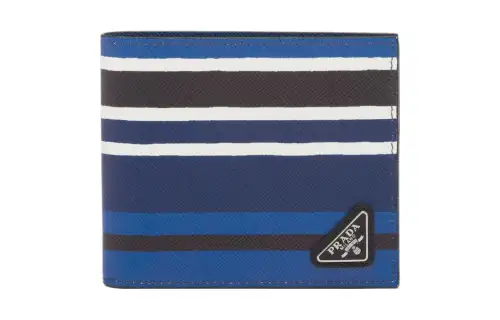 PRADA Saffiano Leather Wallet Men's Light Blue