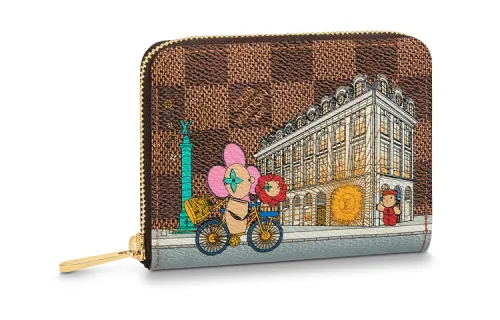 LOUIS VUITTON Zippy Coin Purse Vivienne Holiday Damier Ebene/Pink