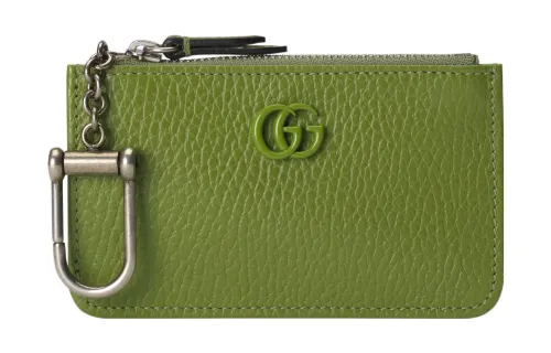 GUCCI GG Marmont Leather Card Holder Women's Green