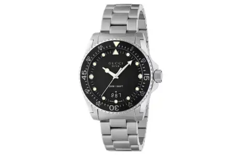GUCCI Dive Collection Wrist Watches Quartz Movement Stainless Steel Watchband Black Dial Men's