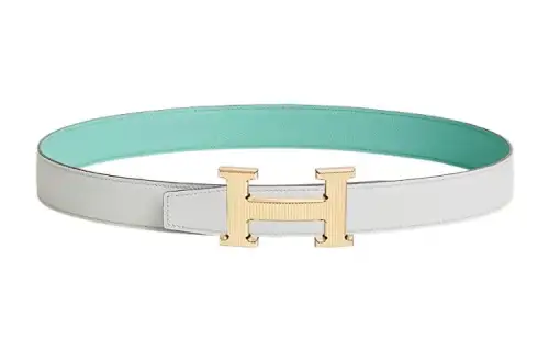 HERMES Cow Leather Belts Women's Blue Width 3.2cm