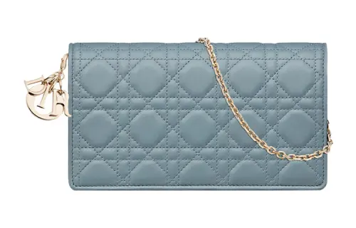 DIOR Lady Dior Lambskin Clutch Women's Powder Blue