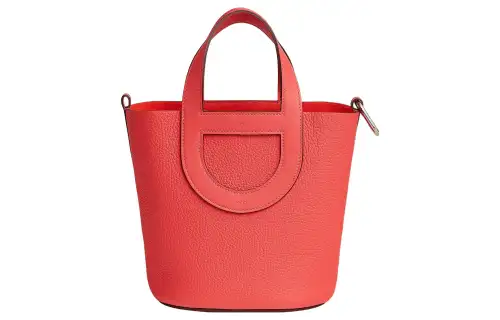HERMES In The Loop Taurillon Clemence Bullhide With Swift Leather Bucket Bag Handbag 18 Women's Texas Pink