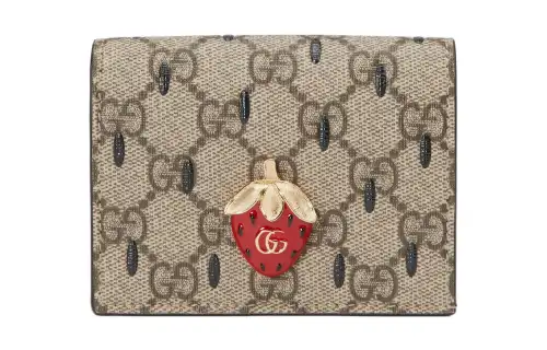 GUCCI GG Supreme Strawberry Bifold Wallet