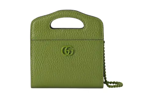 GUCCI GG Marmont Leather Card Holder Women's Green