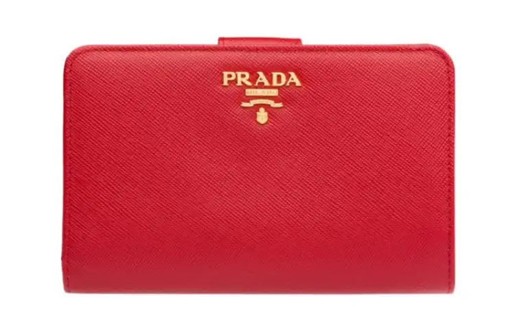 PRADA Leather Wallet Women's Red