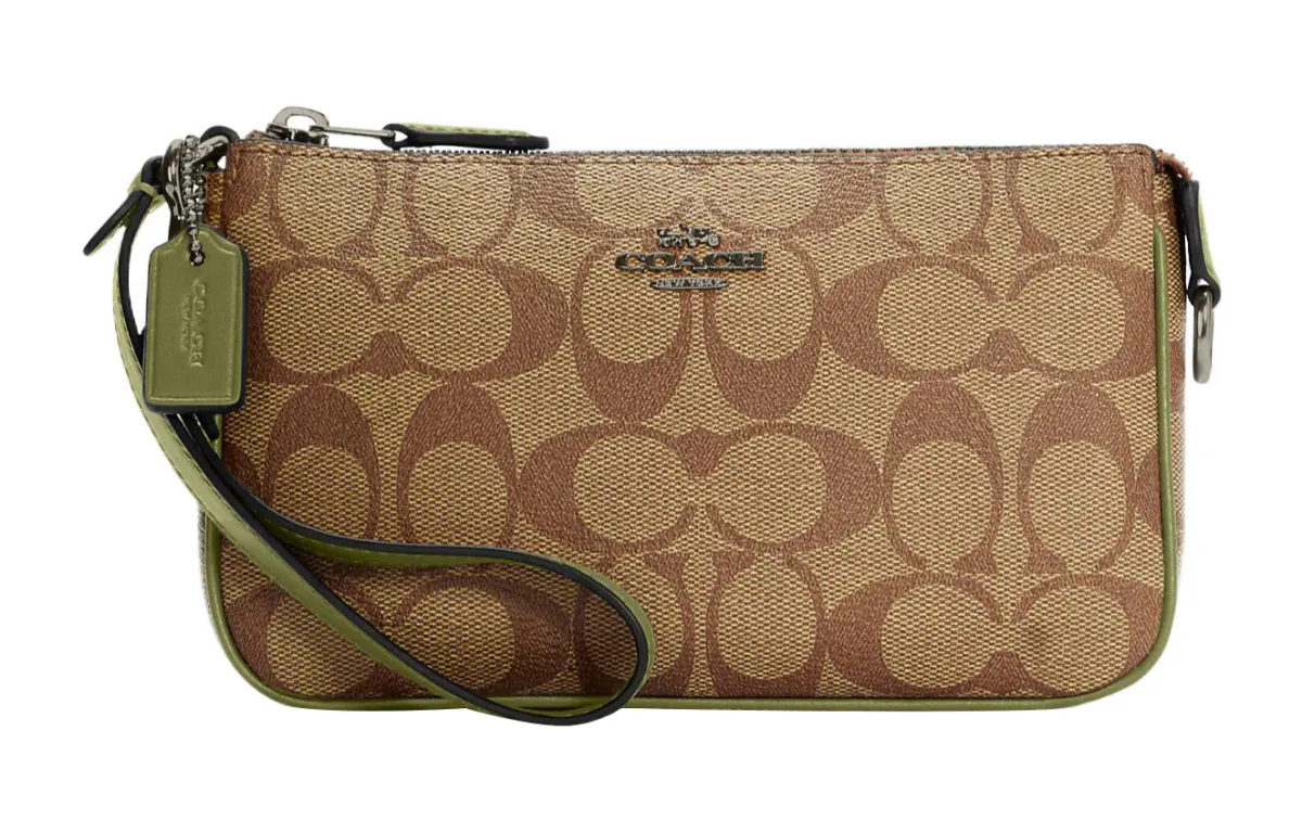 COACH Nolita Coated Canvas Shoulder Bag, One Shoulder Clutch Small Women's Khaki & Olive Green