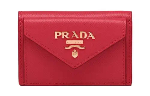 PRADA Saffiano Leather Wallet Small Women's Red