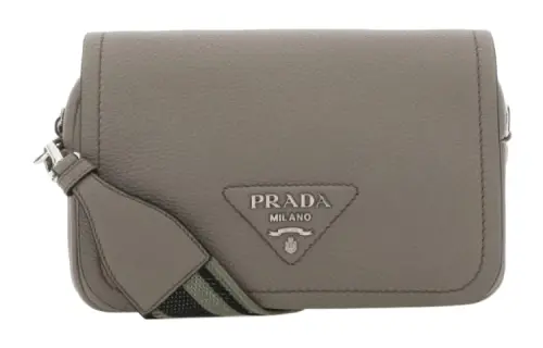 PRADA Leather Crossbody Bags Women's Gray