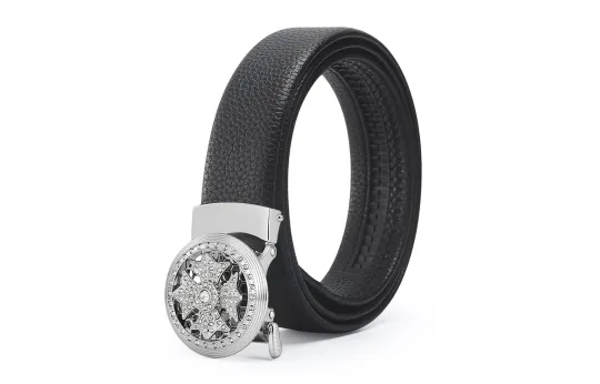 ALIEN BANG Cow Leather Belts Men's Black 3.4cm
