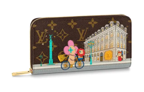 LOUIS VUITTON Zippy Wallet Vivienne Holiday Monogram Canvas/Pink