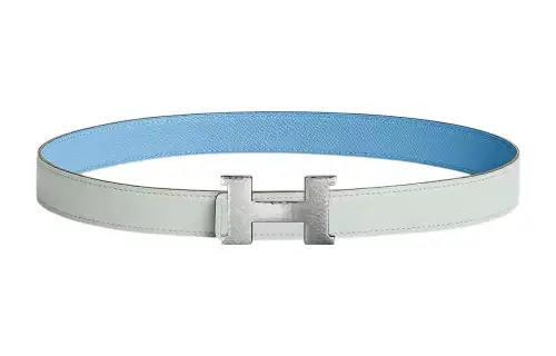 HERMES Constance Cow Leather Belts Women's Blue Width 2.4cm