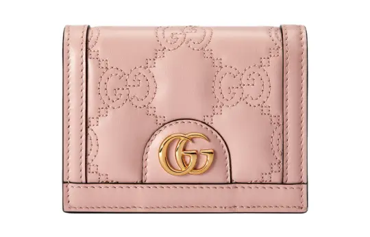 GUCCI GG Matelassé Leather Clutch Card Holder Wallet Small Women's Pink