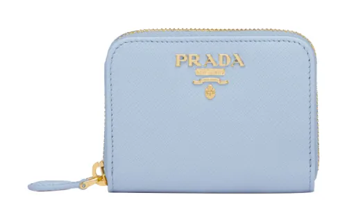 PRADA Leather Coin Purse Women's Light Blue