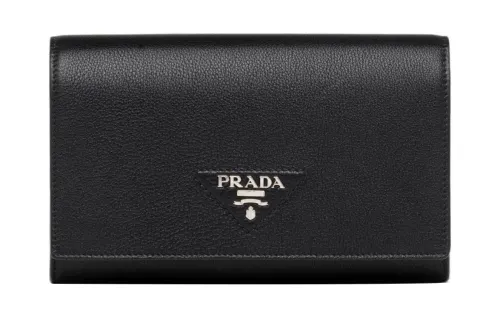 PRADA Leather Wallet Large Women's Black