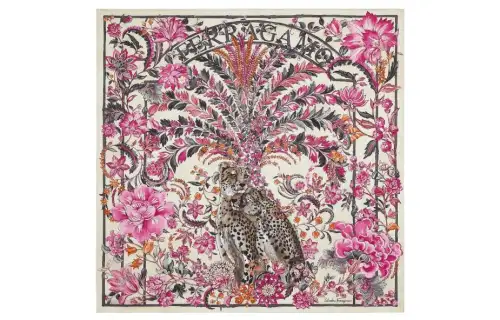 FERRAGAMO Leopard print mulberry silk scarf for women