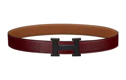 HERMES Togo Cow Leather Belts Women's Red Width 3.2cm