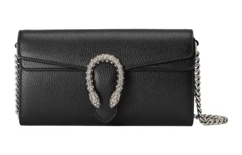 GUCCI Dionysus Leather Crossbody Bag, Shoulder Bag Women's Black