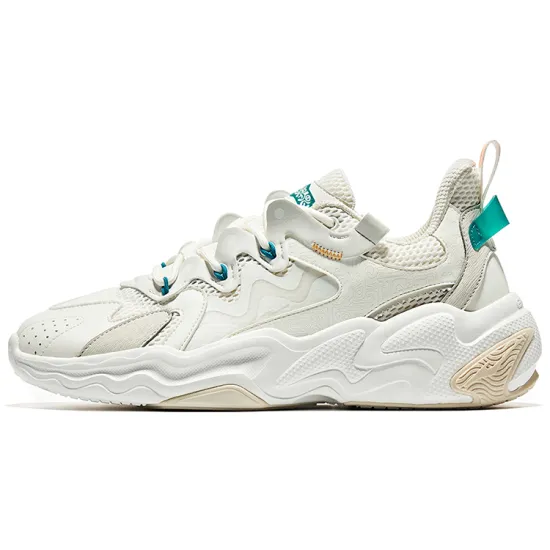 Erke Casual Shoes Men Low-Top Microcrystal White/Bronze Green