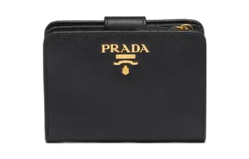 PRADA Saffiano Leather Wallet Small Women's Black