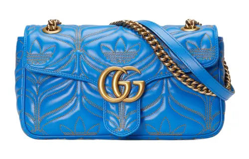 GUCCI Adidas Originals Collaboration Marmont Leather Chain Bag, Crossbody Bag, Shoulder Bag Women's Blue