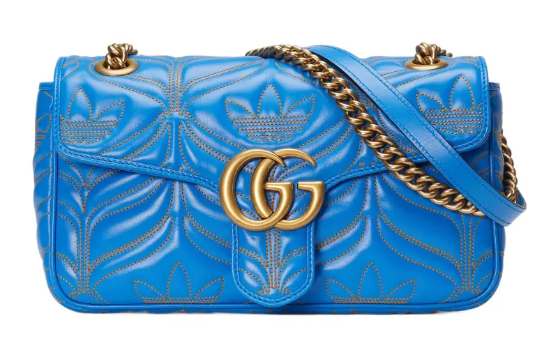 GUCCI Adidas Originals Collaboration Marmont Leather Chain Bag, Crossbody Bag, Shoulder Bag Women's Blue