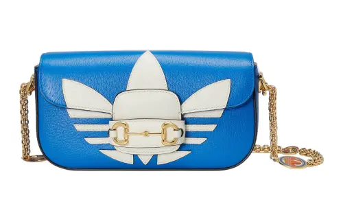 GUCCI X Adidas Originals Collaboration Leather Crossbody Bag, Shoulder Bag Regular Women's Blue