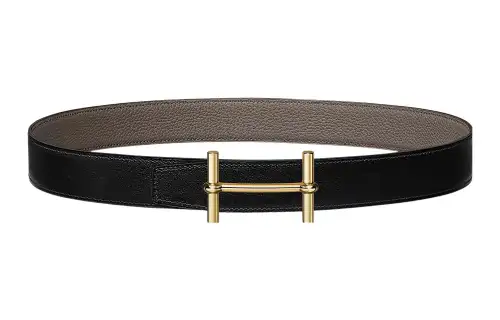 HERMES H D'Ancre Cow Leather Belts Women's Black Width 3.2cm