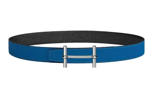 HERMES H D'Ancre Cow Leather Belts Women's Blue Width 3.2cm