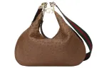 GUCCI Attache Ostrich Leather Dumpling Bag, Crossbody Bag, One Shoulder Bag, Handbag Large Women's Light Brown