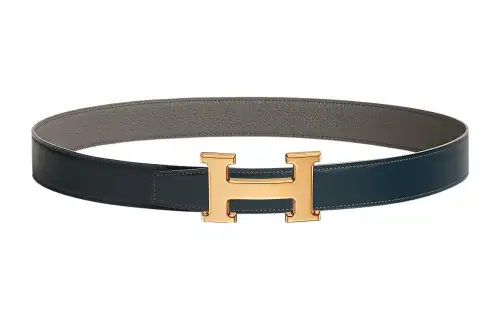 HERMES H Belt Buckle Cow Leather Belts Women's Width 3.2 Cm