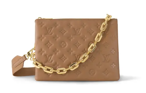 LOUIS VUITTON Coussin Sheepskin With Cow Leather Trim Shoulder Bag, Crossbody Bag Small Women's Brown