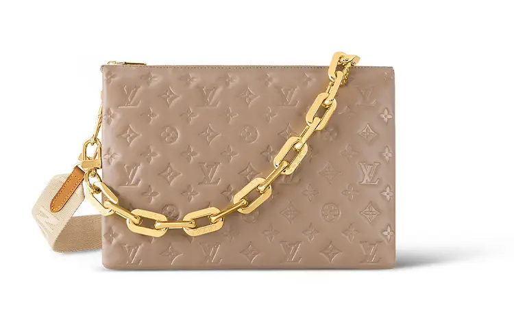 LOUIS VUITTON Coussin Sheepskin With Cow Leather Trim Handbag, Shoulder Bag, Crossbody Bag Medium Women's Brown