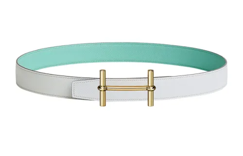 HERMES Epsom Cow Leather Belts Women's White Width 3.2cm