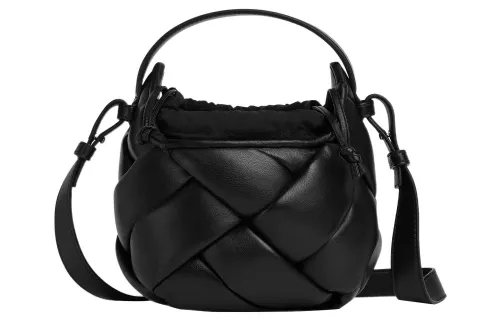 Bottega Veneta Lambskin Portable Crossbody Bag, Shoulder Bag Small Women's Black