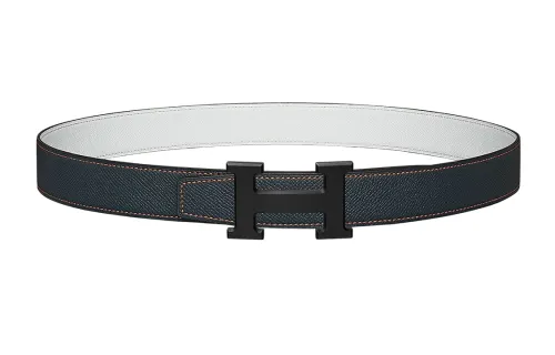 HERMES Mini Constance Cow Leather Belts Women's Dark Blue Width 3.2cm