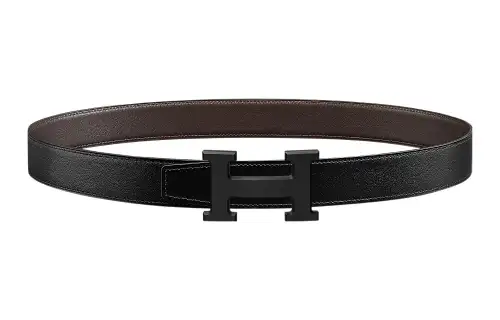 HERMES Togo Leather Belts Women's Black Width 3.2cm