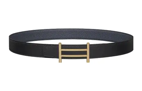 HERMES Cow Leather Belts Women's Black Width 3.2cm