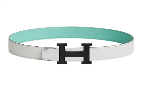 HERMES Epsom Cow Leather Belts Women's White Width 3.2cm