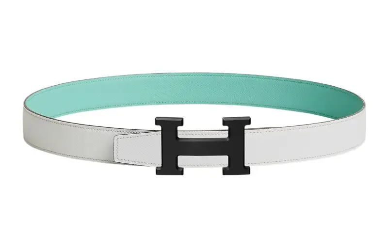 HERMES Epsom Cow Leather Belts Women's White Width 3.2cm